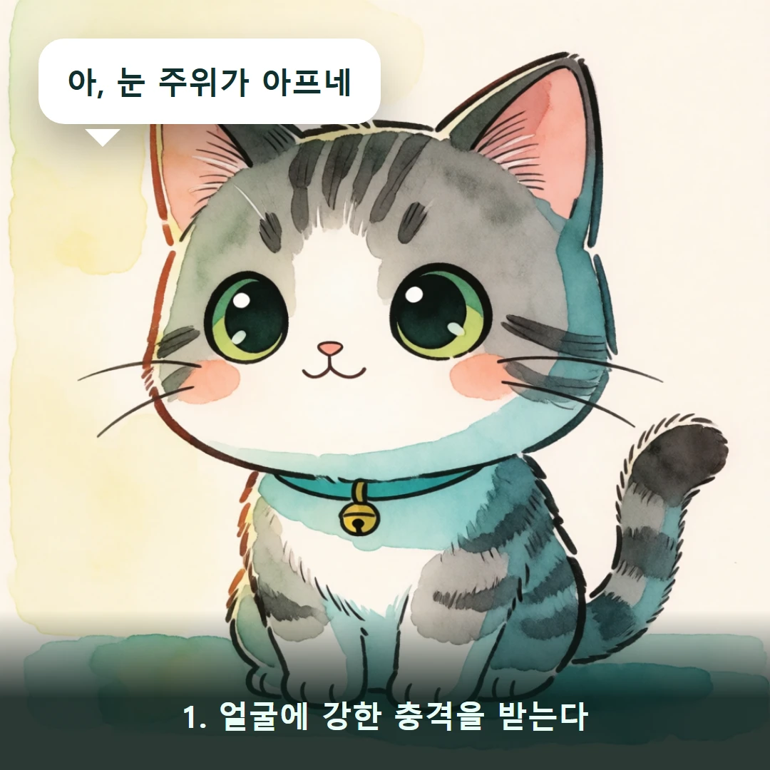 웹툰 1컷 — 1. 얼굴에 강한 충격을 받는다 (아, 눈 주위가 아프네)