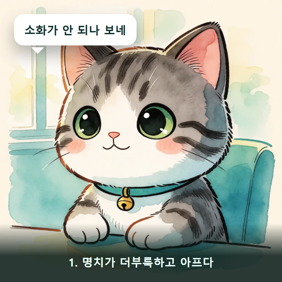 웹툰 1컷 — 1. 명치가 더부룩하고 아프다 (소화가 안 되나 보네)