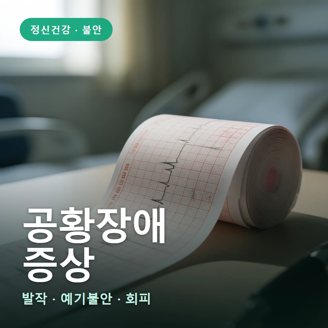 공황장애 증상 요약 표지 — 발작 · 예기불안 · 회피