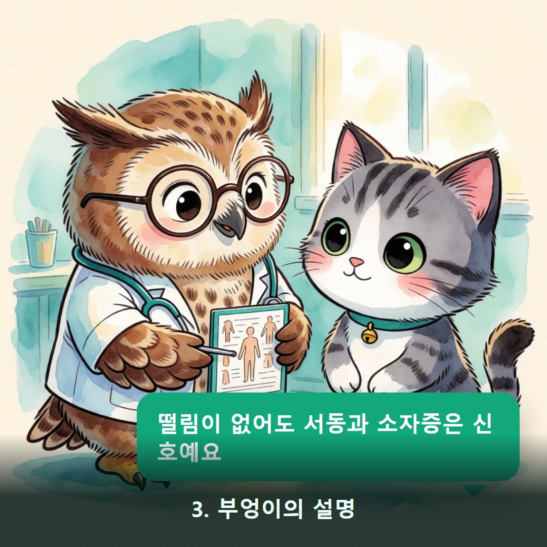 웹툰 3컷 — 3. 부엉이의 설명 (떨림이 없어도 서동과 소자증은 신호예요)