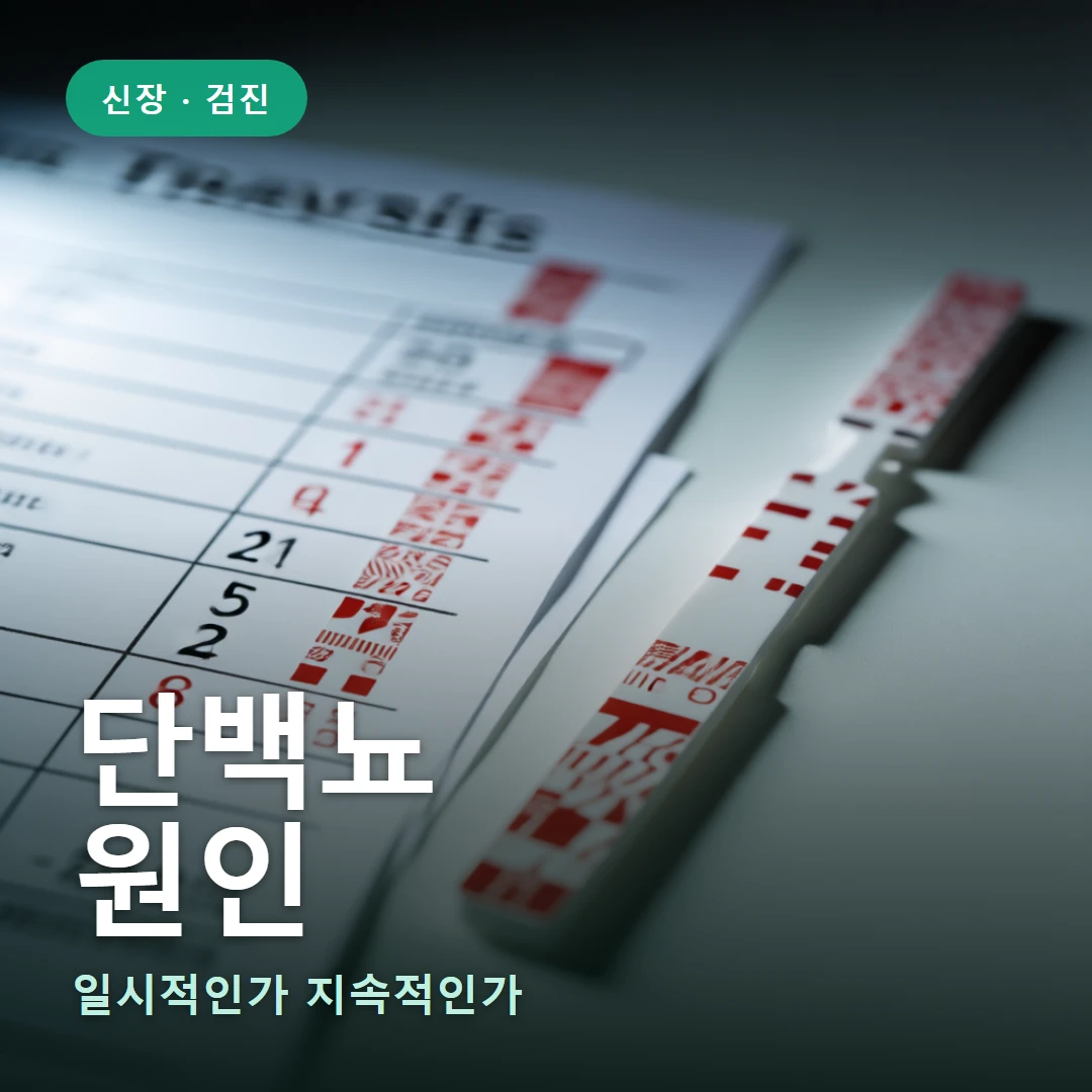 단백뇨 원인 요약 표지 — 일시적인가 지속적인가