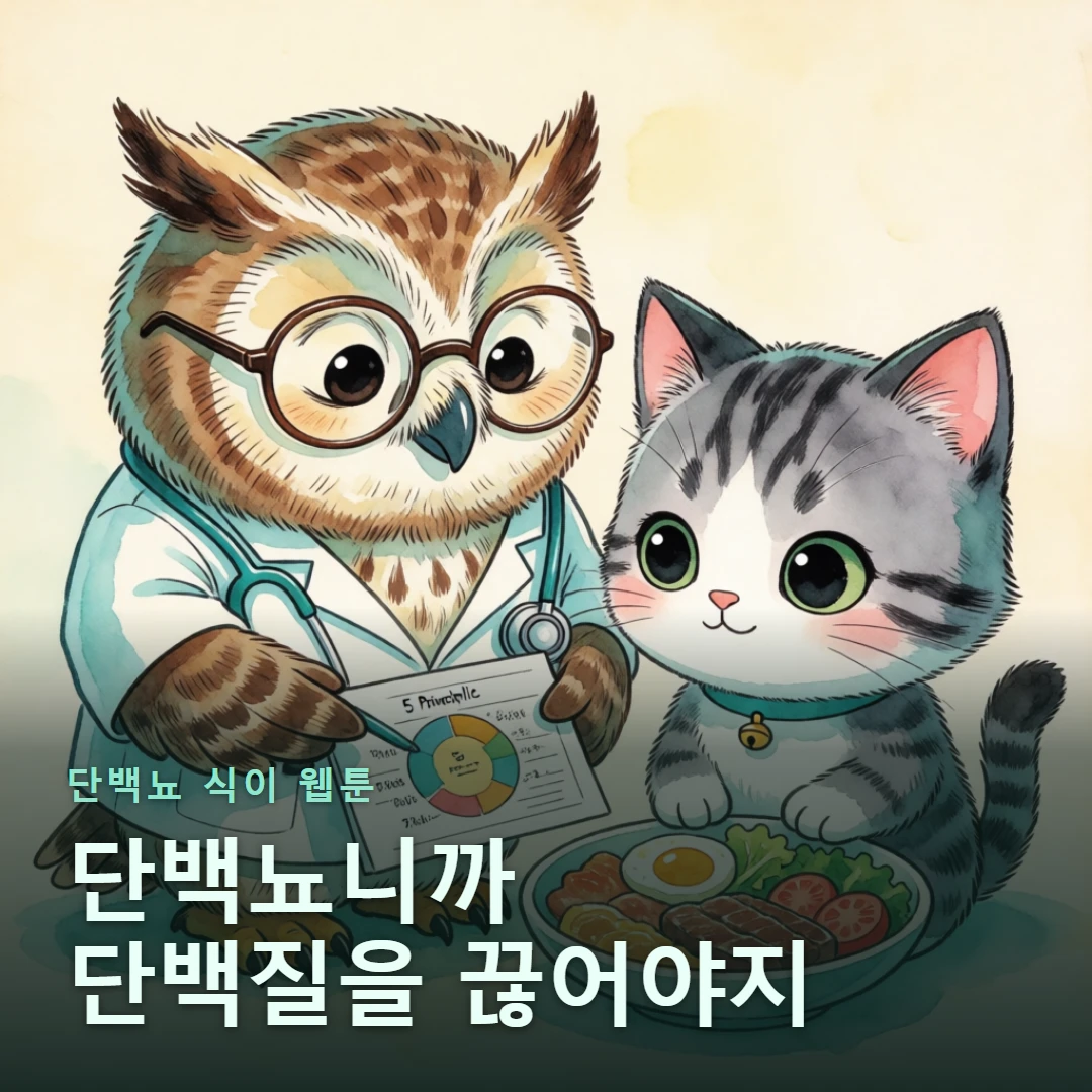 단백뇨 식이 웹툰 표지 — 단백뇨니까 단백질을 끊어야지