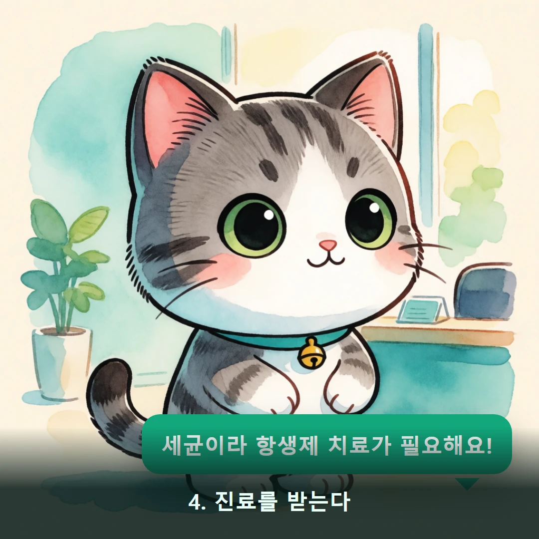 웹툰 4컷 — 4. 진료를 받는다 (세균이라 항생제 치료가 필요해요!)