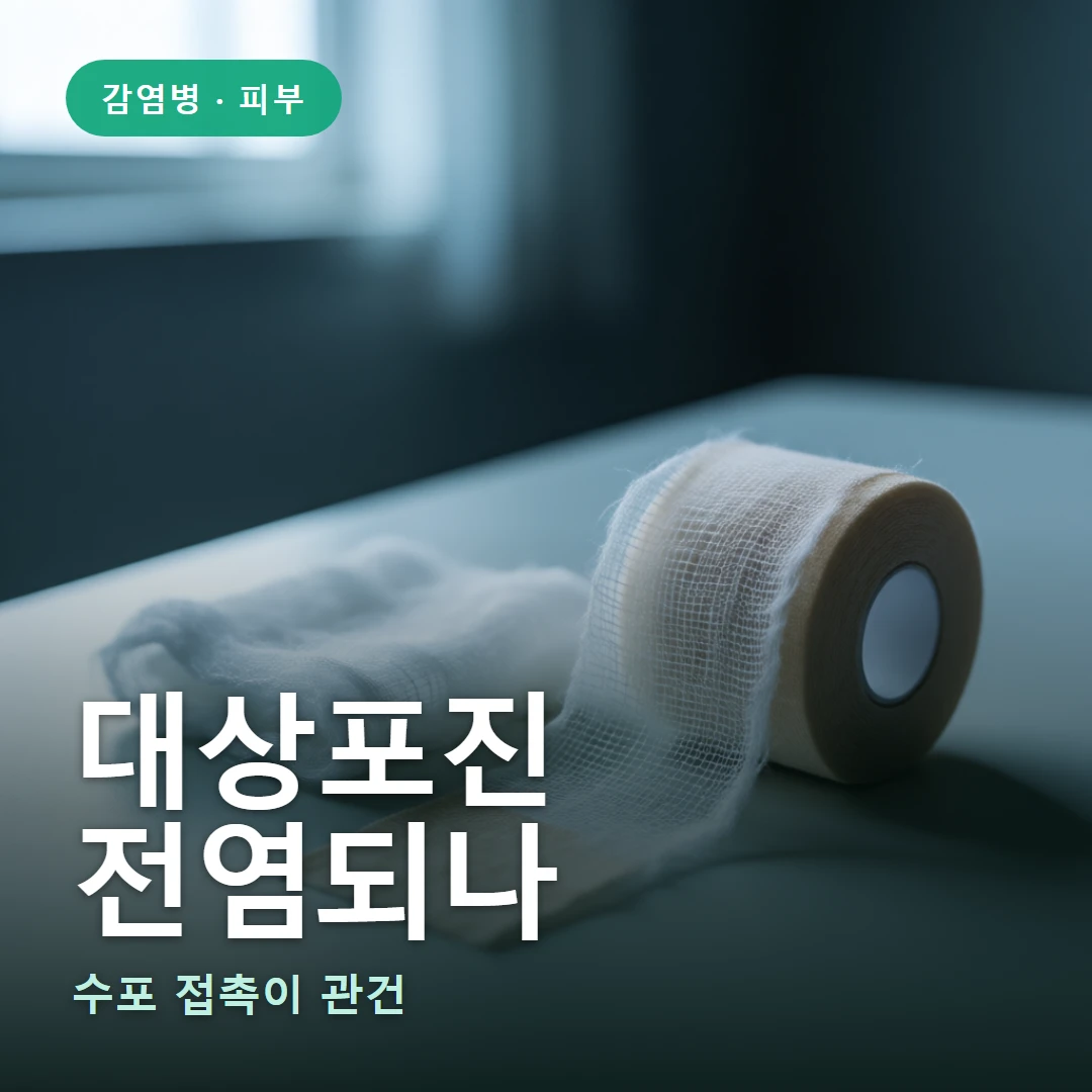 대상포진 전염 요약 표지 — 수포 접촉이 관건