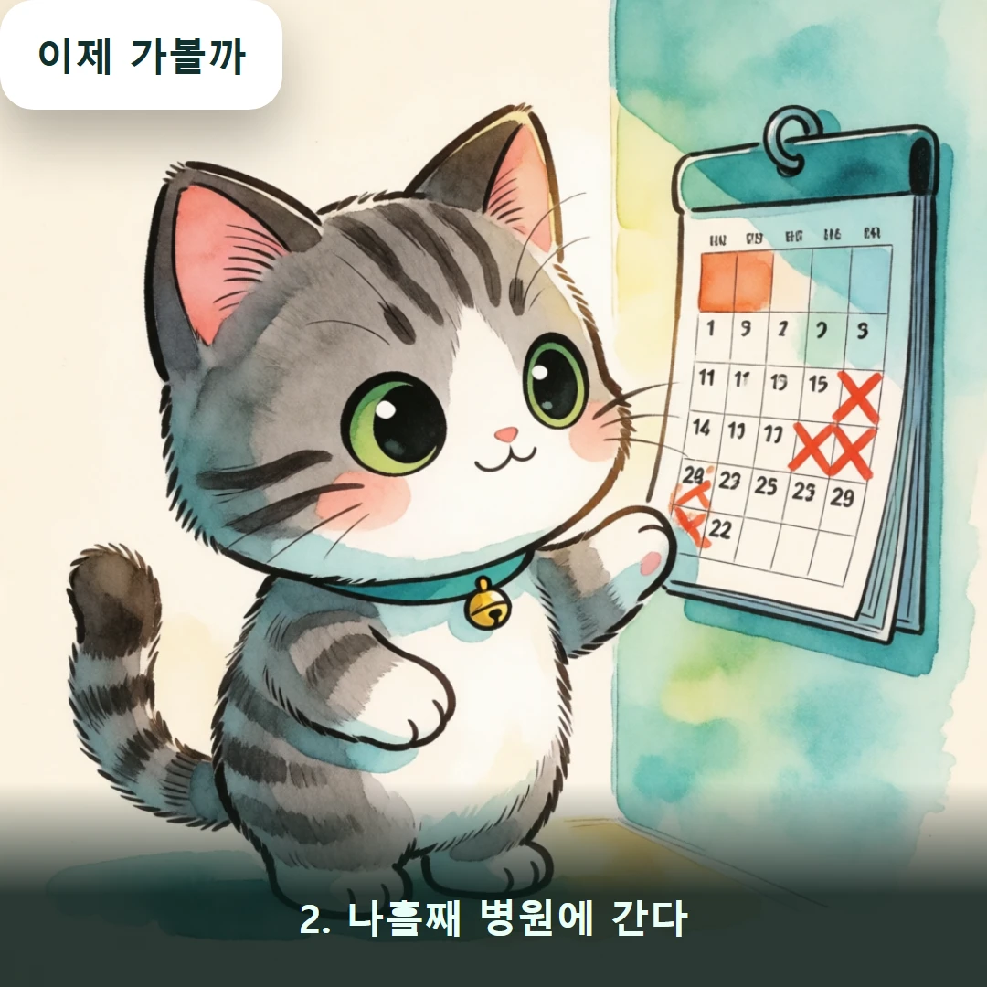 웹툰 2컷 — 2. 나흘째 병원에 간다 (이제 가볼까)