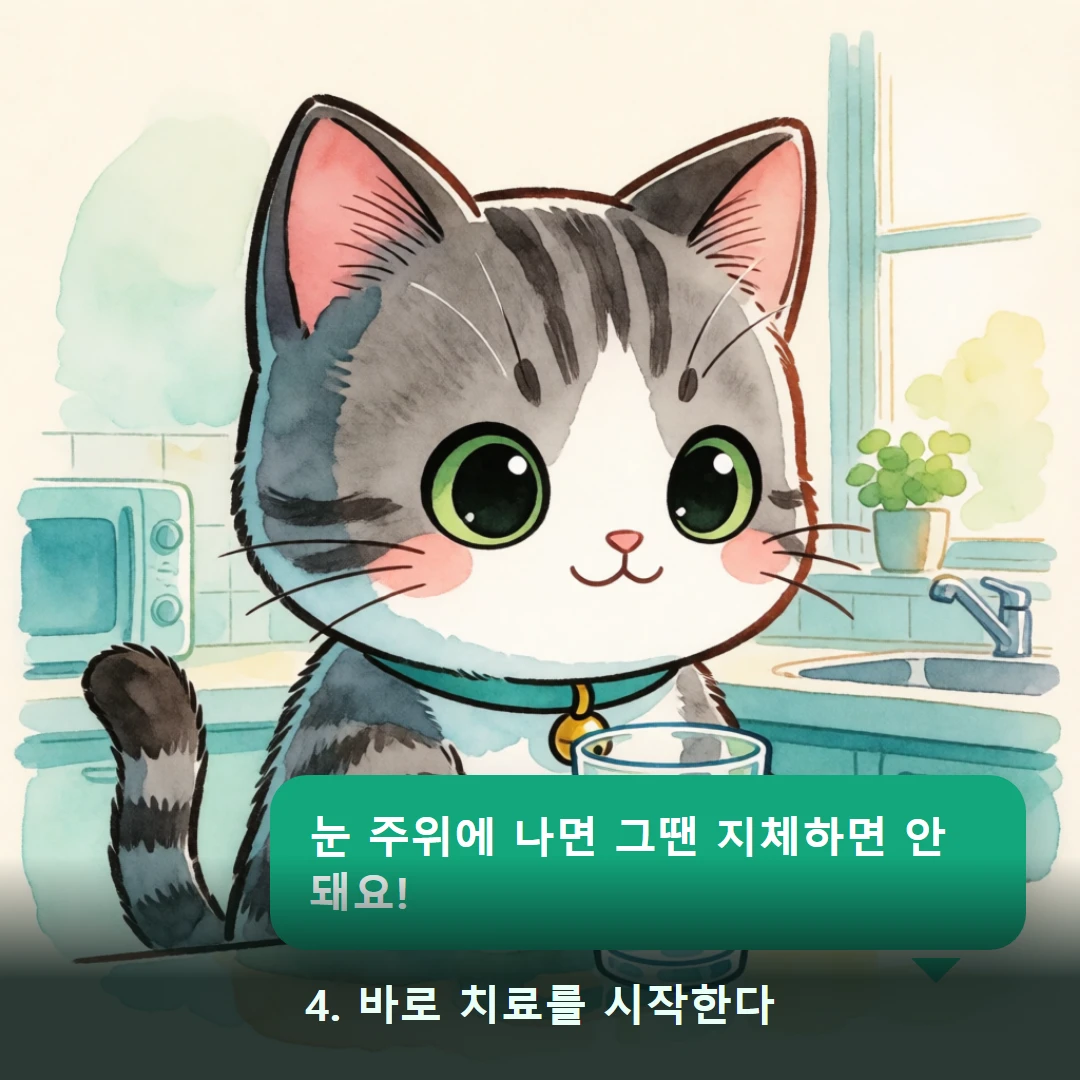 웹툰 4컷 — 4. 바로 치료를 시작한다 (눈 주위에 나면 그땐 지체하면 안 돼요!)