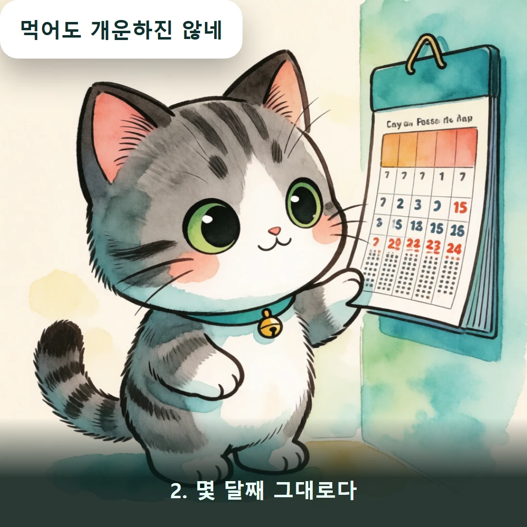 웹툰 2컷 — 2. 몇 달째 그대로다 (먹어도 개운하진 않네)