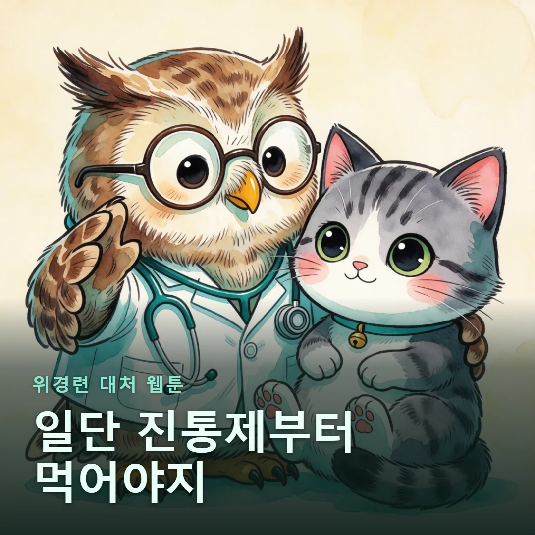 위경련 대처 웹툰 표지 — 일단 진통제부터 먹어야지