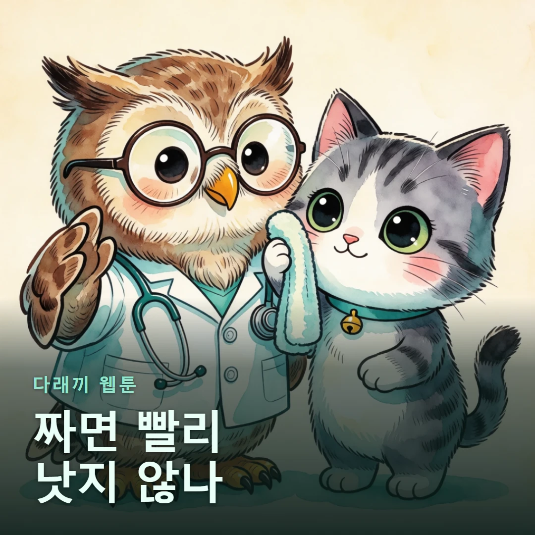 다래끼 웹툰 표지 — 짜면 빨리 낫지 않나