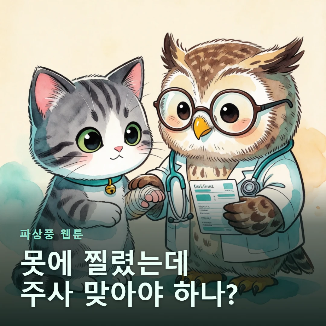 파상풍 웹툰 표지 — 못에 찔렸는데 주사 맞아야 하나?