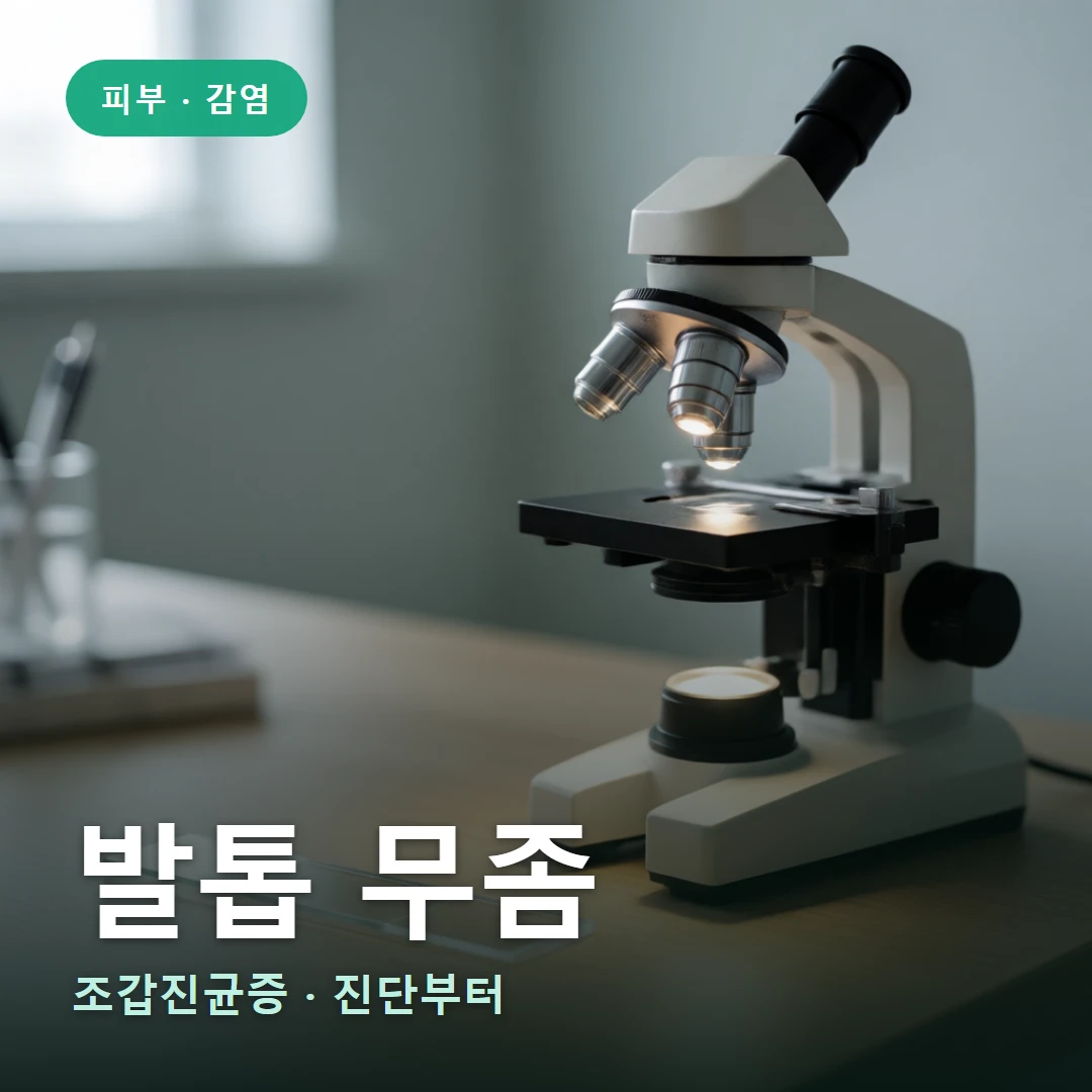 발톱 무좀 요약 표지 — 조갑진균증 · 진단부터
