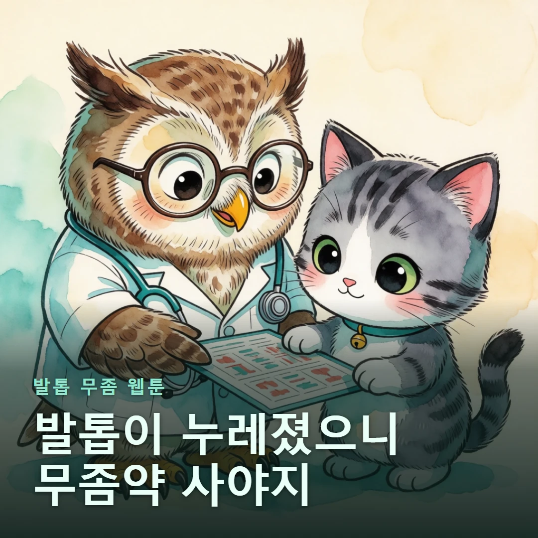 발톱 무좀 웹툰 표지 — 발톱이 누레졌으니 무좀약 사야지