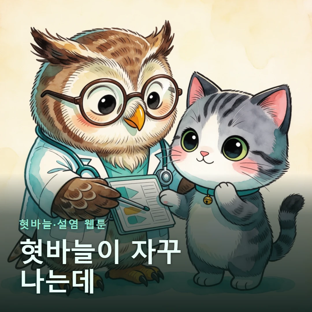 혓바늘·설염 웹툰 표지 — 혓바늘이 자꾸 나는데