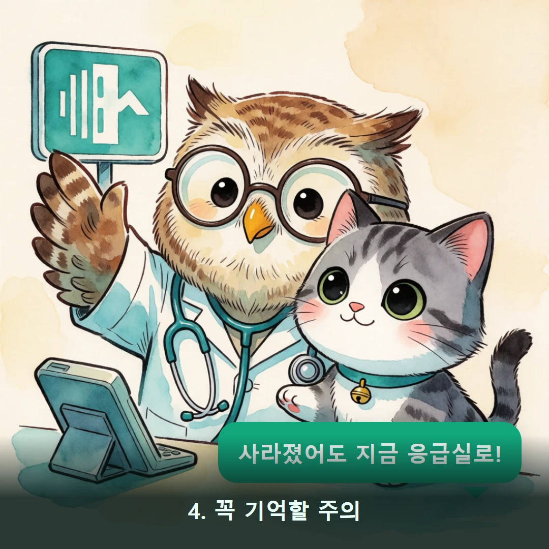 웹툰 4컷 — 4. 꼭 기억할 주의 (사라졌어도 지금 응급실로!)