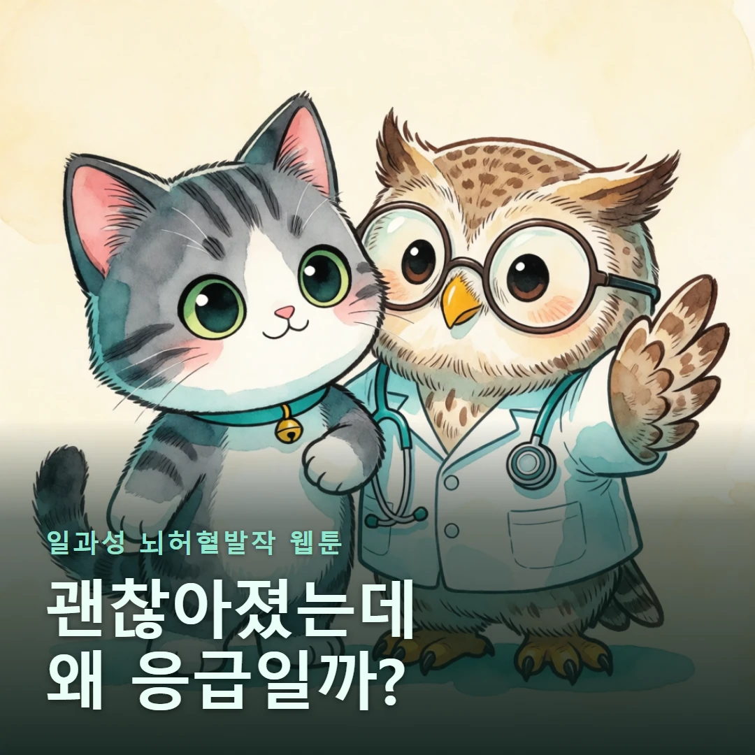 일과성 뇌허혈발작 웹툰 표지 — 괜찮아졌는데 왜 응급일까?
