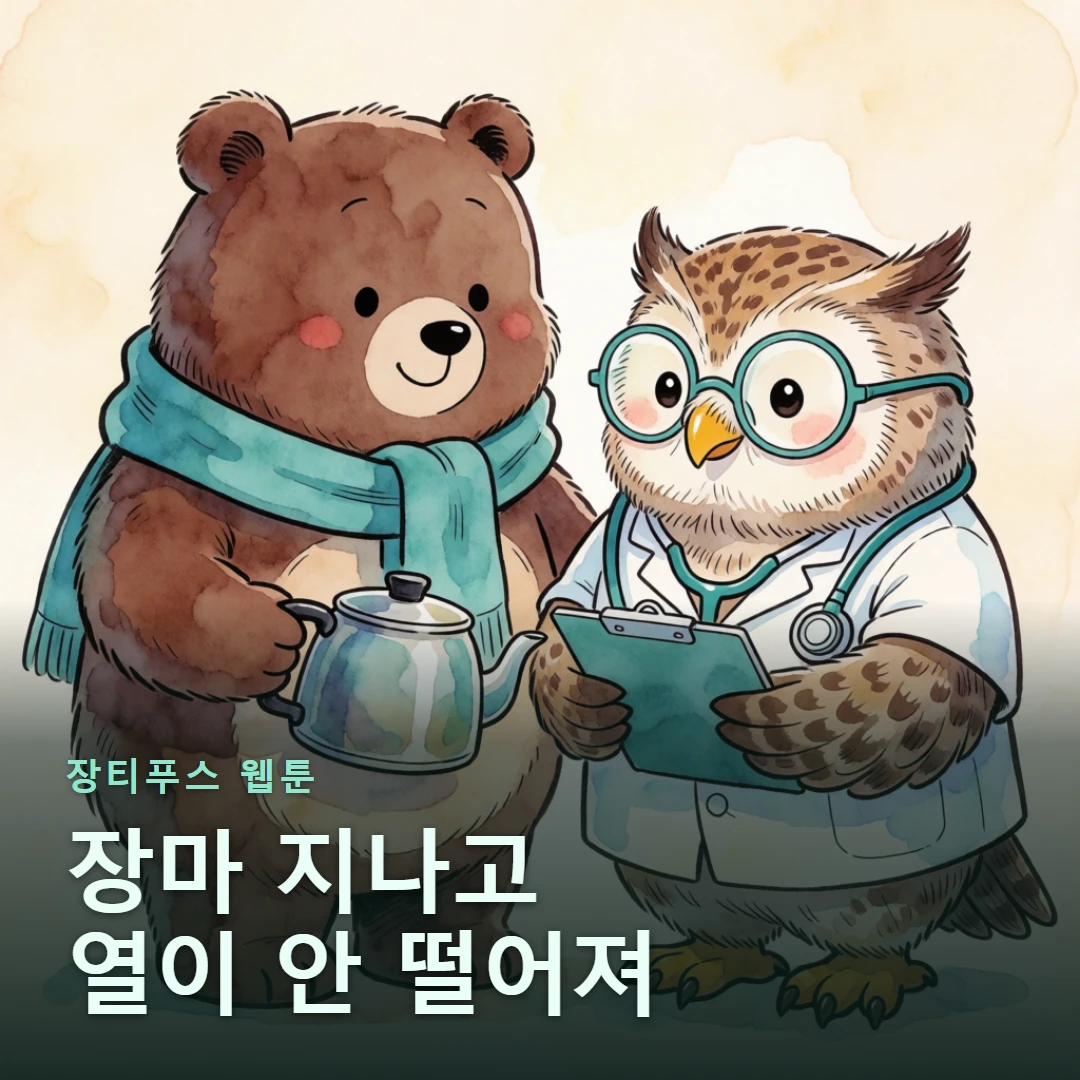 장티푸스 웹툰 표지 — 장마 지나고 열이 안 떨어져
