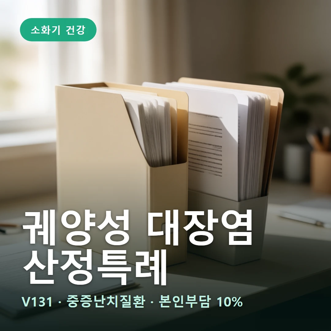 궤양성 대장염 산정특례 요약 표지 — V131 · 중증난치질환 · 본인부담 10%