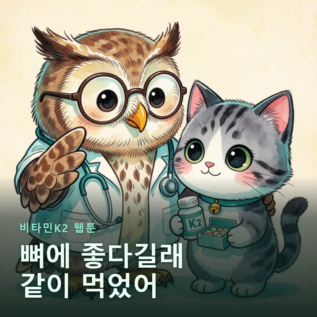 비타민K2 웹툰 표지 — 뼈에 좋다길래 같이 먹었어